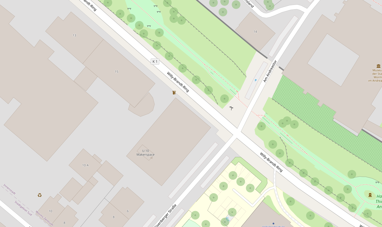 OpensStreetMap Karte U.10 Makerspace in der vhs Worms